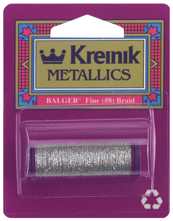 Kreinik Fine Metallic Braid #8 11yd-Silver
