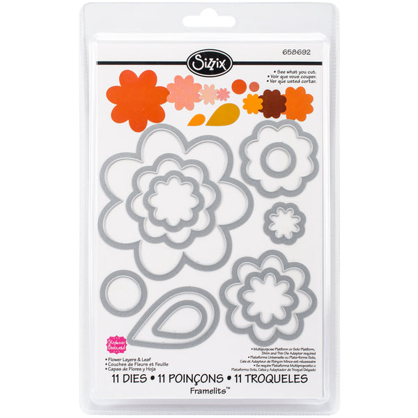 Sizzix Framelits Dies 11/Pkg-Flower Layers & Leaf