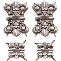 Idea-Ology Hinges .75"X.75" & 1.125"X2.625" 4/Pkg-Antique Nickel W/16 Fasteners