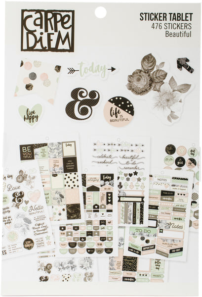 Carpe Diem Beautiful A5 Stickers 12/Pkg-Beautiful, 476 Stickers