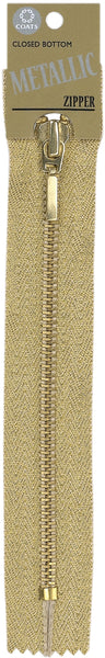 Fashion Metallic Closed Bottom Zipper 9"-Gold