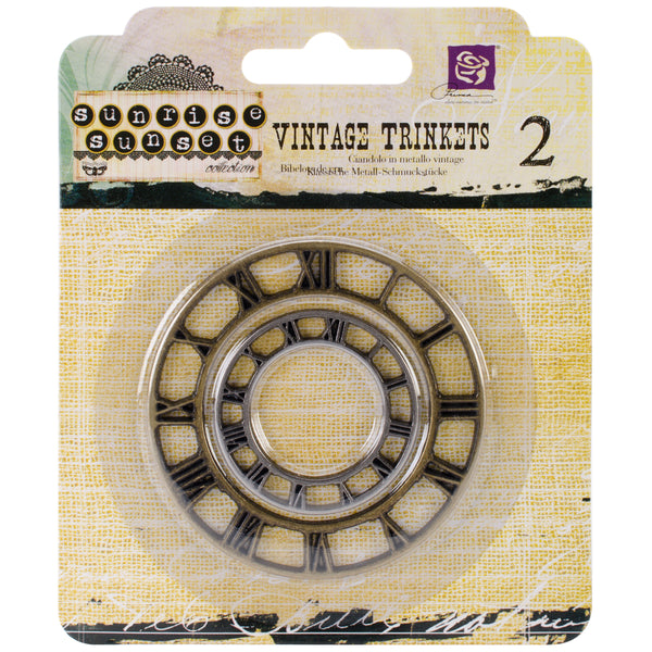 Sunrise Sunset Mechanicals Metal Vintage Trinkets-Vintage Clock Face Small 1" To 1.5" 2/Pk