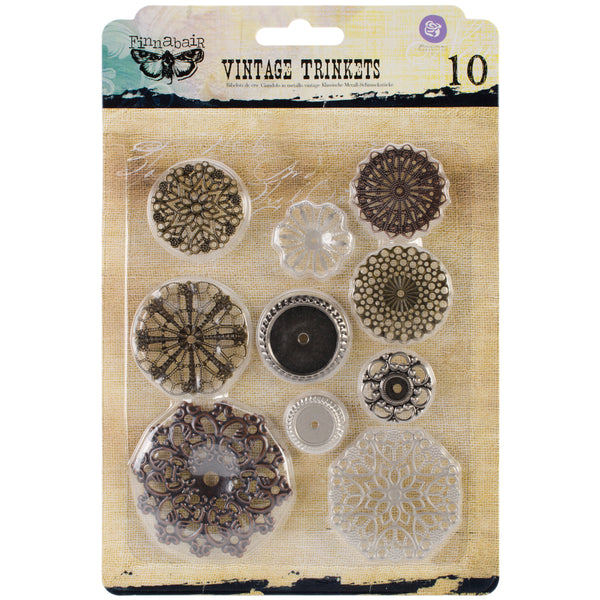 Sunrise Sunset Mechanicals Metal Vintage Trinkets-Flowers Small 1", 10/Pkg