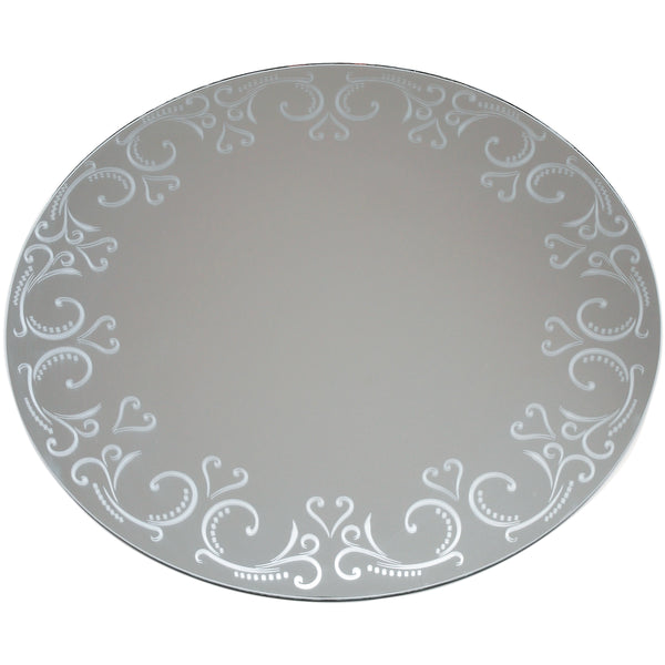 Round Glass Mirror W/Pattern Edge Bulk-12"