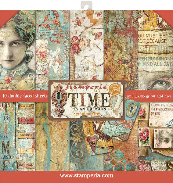 Stamperia Double-Sided Paper Pad 12"X12" 10/Pkg-Time Is An Illusion, 10 Designs/1 Each
