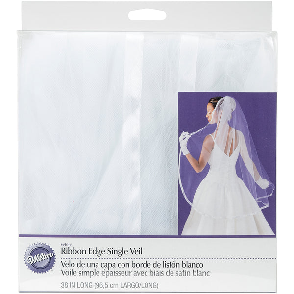 Bridal Veil 38"X72"-Satin Ribbon Edge