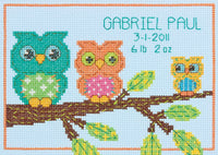 Dimensions Mini Counted Cross Stitch Kit 7"X5"-Owl Birth Record (14 Count)