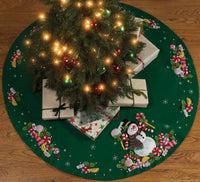 Bucilla Felt Tree Skirt Applique Kit 43" Round-Candy Snowman