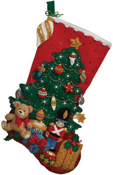 Bucilla Felt Stocking Applique Kit 18" Long-Under The Tree