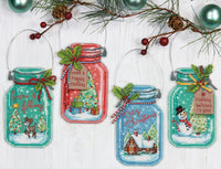 Dimensions Counted Cross Stitch Kit 7.5"-Christmas Jar Ornaments