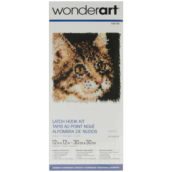 Wonderart Latch Hook Kit 12"X12"-Tabby
