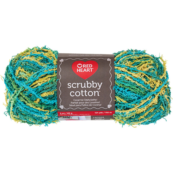 Red Heart Scrubby Cotton Yarn-Tranquil Print