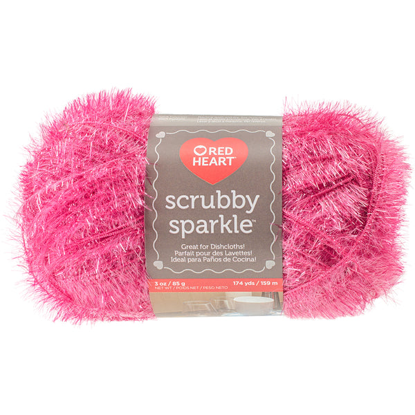 Red Heart Scrubby Sparkle Yarn-Watermelon