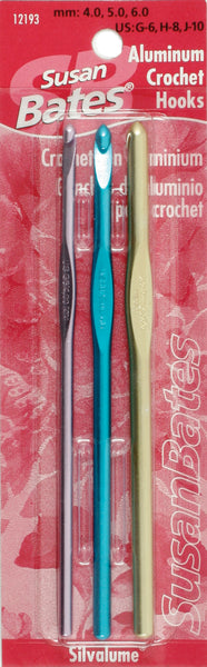 Silvalume Aluminum Crochet Hook Set-Sizes G6 To J10