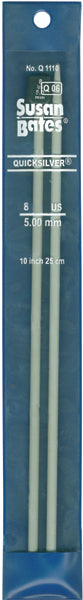 Quicksilver Single Point Knitting Needles 10"-Size 8/5mm