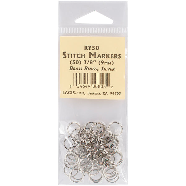 Lacis Brass Ring Stitch Markers-3/8" 50/Pkg