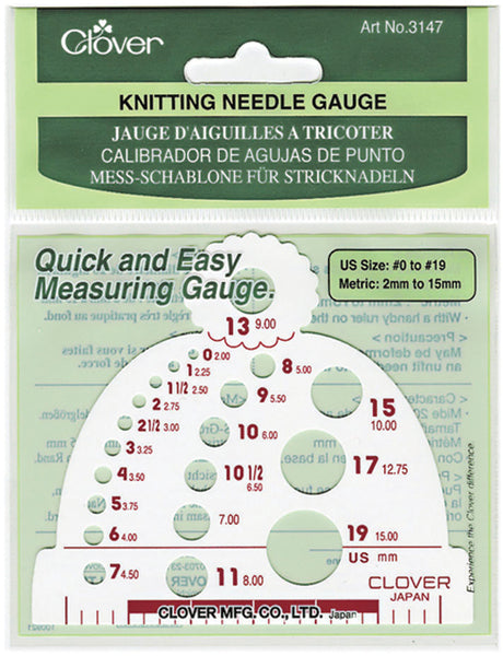 Knitting Needle Gauge-Measures Sizes 0 To 19