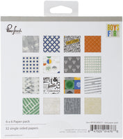 Pinkfresh Studio Single-Sided Paper Pack 6"X6" 32/Pkg-Boys Fort