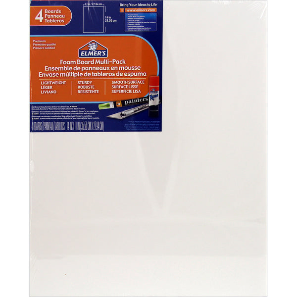 Elmer's Foam Boards 11"X14"X.1875" 4/Pkg-White