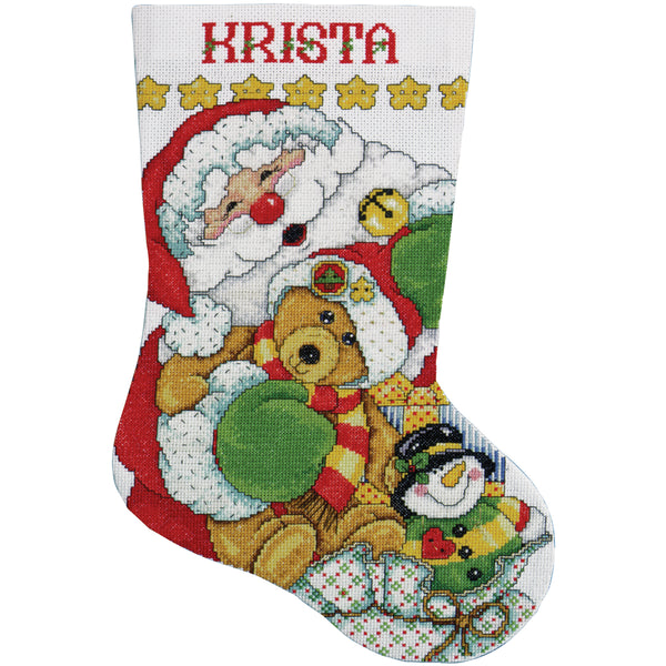 Santa Stocking Counted Cross Stitch Kit-17" Long 14 Count