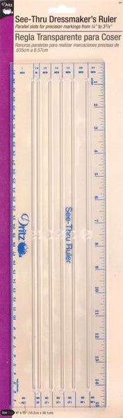 Dritz See-Through Dressmaker's Rule 4"X15"-