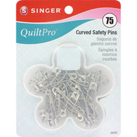 QuiltPro Curved Safety Pins In Flower Case-Size 2 75/Pkg