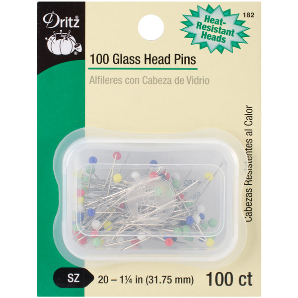 Drita Glass Head Pins 100/Pkg-Size 20