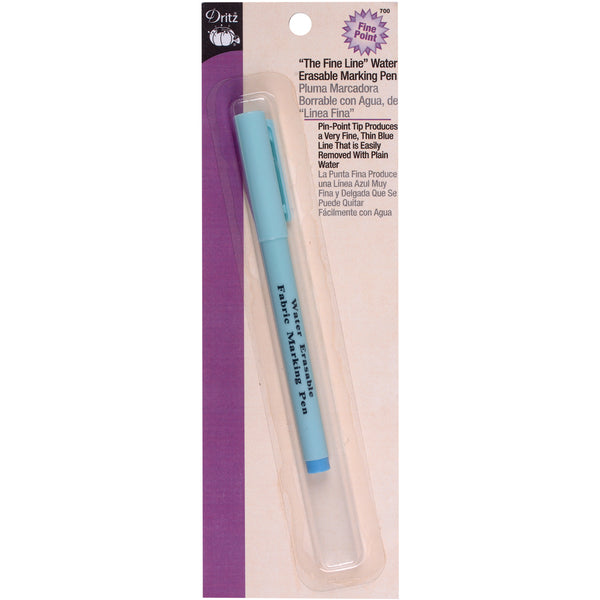 Dritz "The Fine Line" Water Earsable Marking Pen-Bright Blue