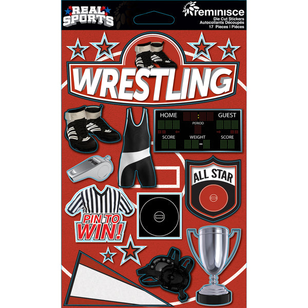 Real Sports Dimensional Cardstock Stickers-Wrestling