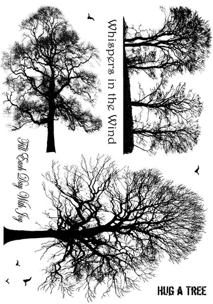 Crafty Individuals Unmounted Rubber Stamp 4.75"X7" Pkg-Winter Trees