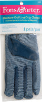Fons & Porter Machine Quilting Grip Gloves 1 Pair-Medium - Blue