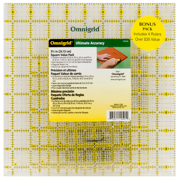 Omnigrid Ruler Value Pack 4/Pkg-2.5", 4.5", 6.5" & 9.5"