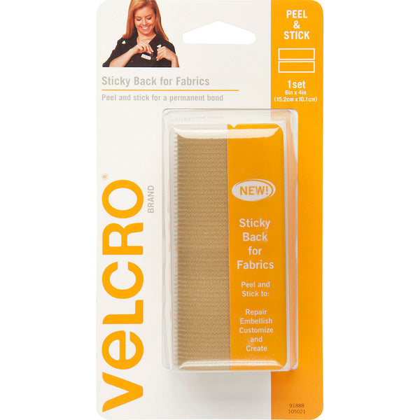 VELCRO(R) Brand STICKY BACK For Fabric Tape 4"X6"-Beige