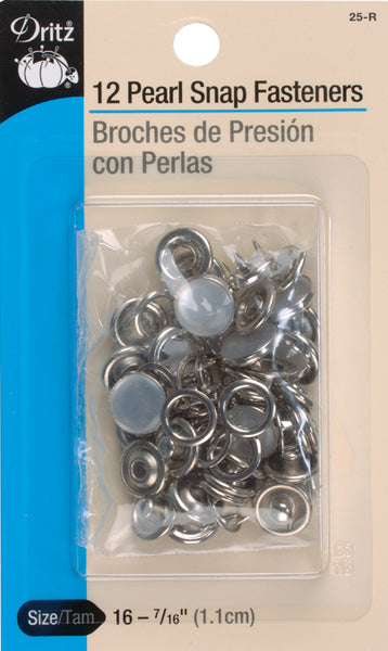 Dritz Pearl Snap Fasteners 7/16" 12/Pkg-White