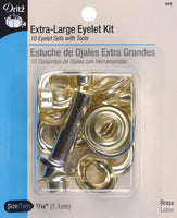 Dritz Extra-Large Eyelet Kit W/Tools 7/16" 10/Pkg-Brass
