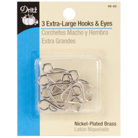 Dritz Extra-Large Hooks & Eyes 3/Pkg-Nickel