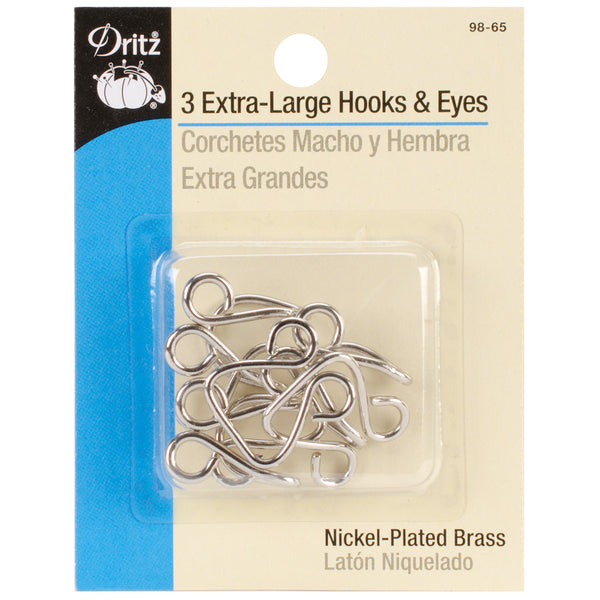 Dritz Extra-Large Hooks & Eyes 3/Pkg-Nickel