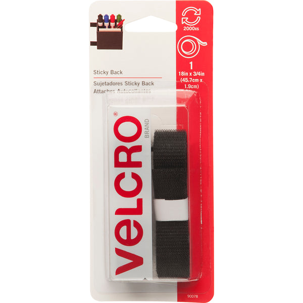 VELCRO(R) Brand STICKY BACK Tape 3/4"X18"-Black