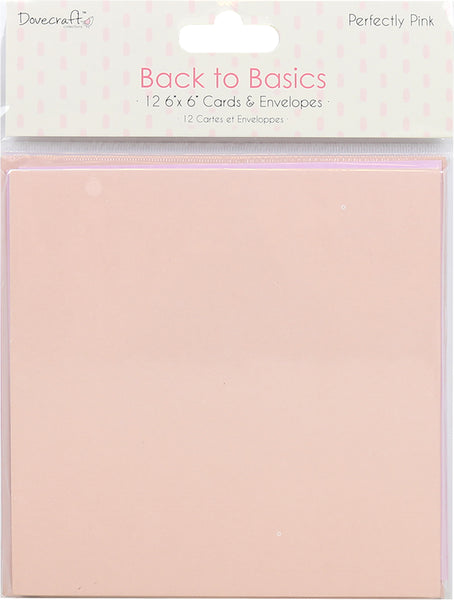 Dovecraft Back To Basics Cards W/Envelopes 6"X6" 12/Pkg-Perfectly Pink
