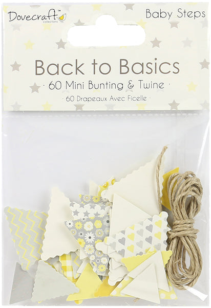 Dovecraft Back To Basics Mini Bunting & Twine 60/Pkg-Baby Steps