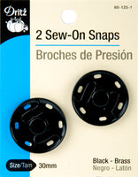 Dritz Sew-On Snaps 30mm 2/Pkg-Black