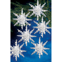 Holiday Beaded Ornament Kit-Snow Clusters 3.5" Makes 12