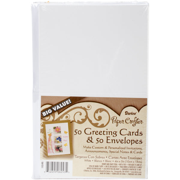 Heavyweight A2 Cards W/Envelopes (4.375"X5.75") 50/Pkg-White