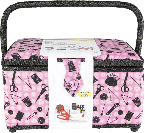 Singer Sewing Basket-11.5"X6"X6.5" Pink Notions