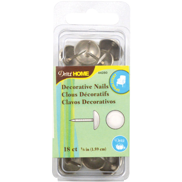 Dritz Home Upholstery Decorative Nails 5/8" 18/Pkg-Brushed Nickel