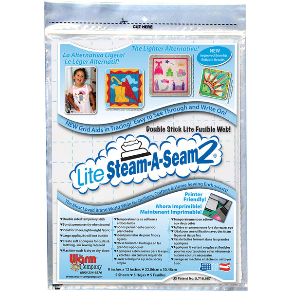 Lite Steam-A-Seam 2 Double Stick Fusible Web-9"X12" 5/Pkg FOB: MI