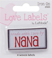 Iron-On Lovelabels 4/Pkg-Made With Love By Nana