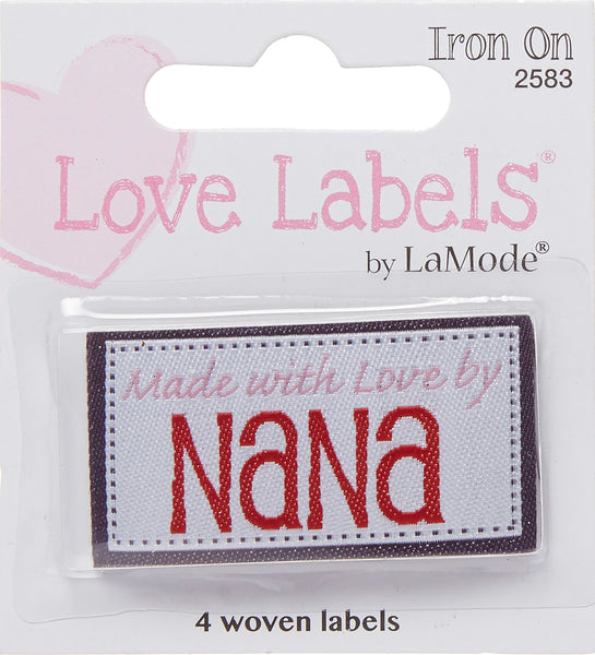 Iron-On Lovelabels 4/Pkg-Made With Love By Nana