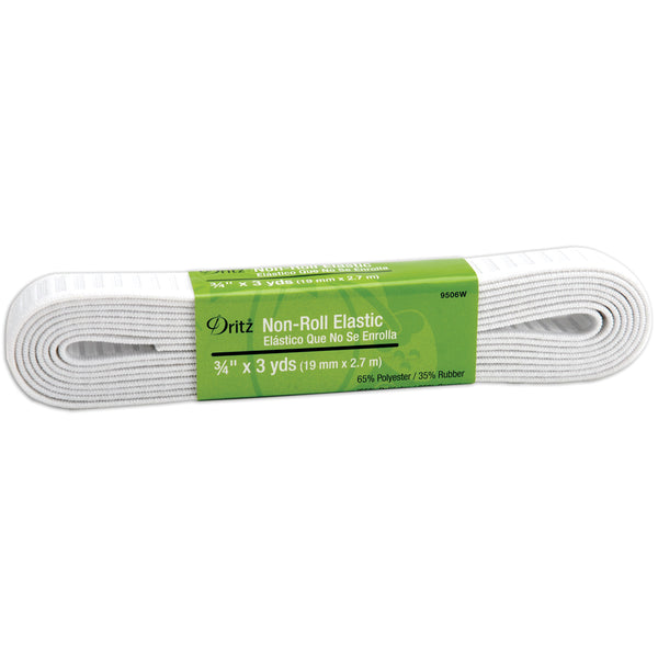 Dritz Woven Non-Roll Elastic 3/4"X3yd-White