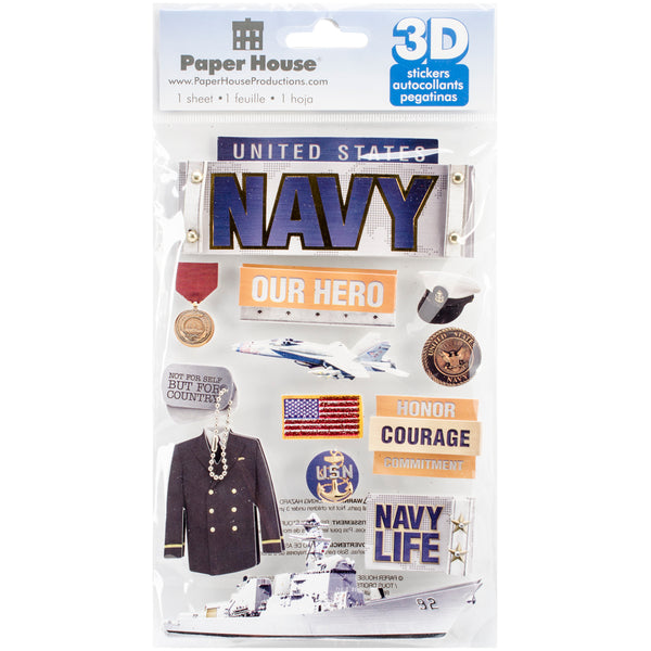 Paper House 3D Stickers 4.5"x8.5"-Navy